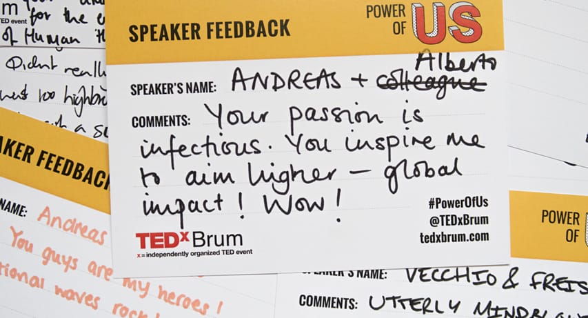 Speaker feedback collected at the TEDxBrum event